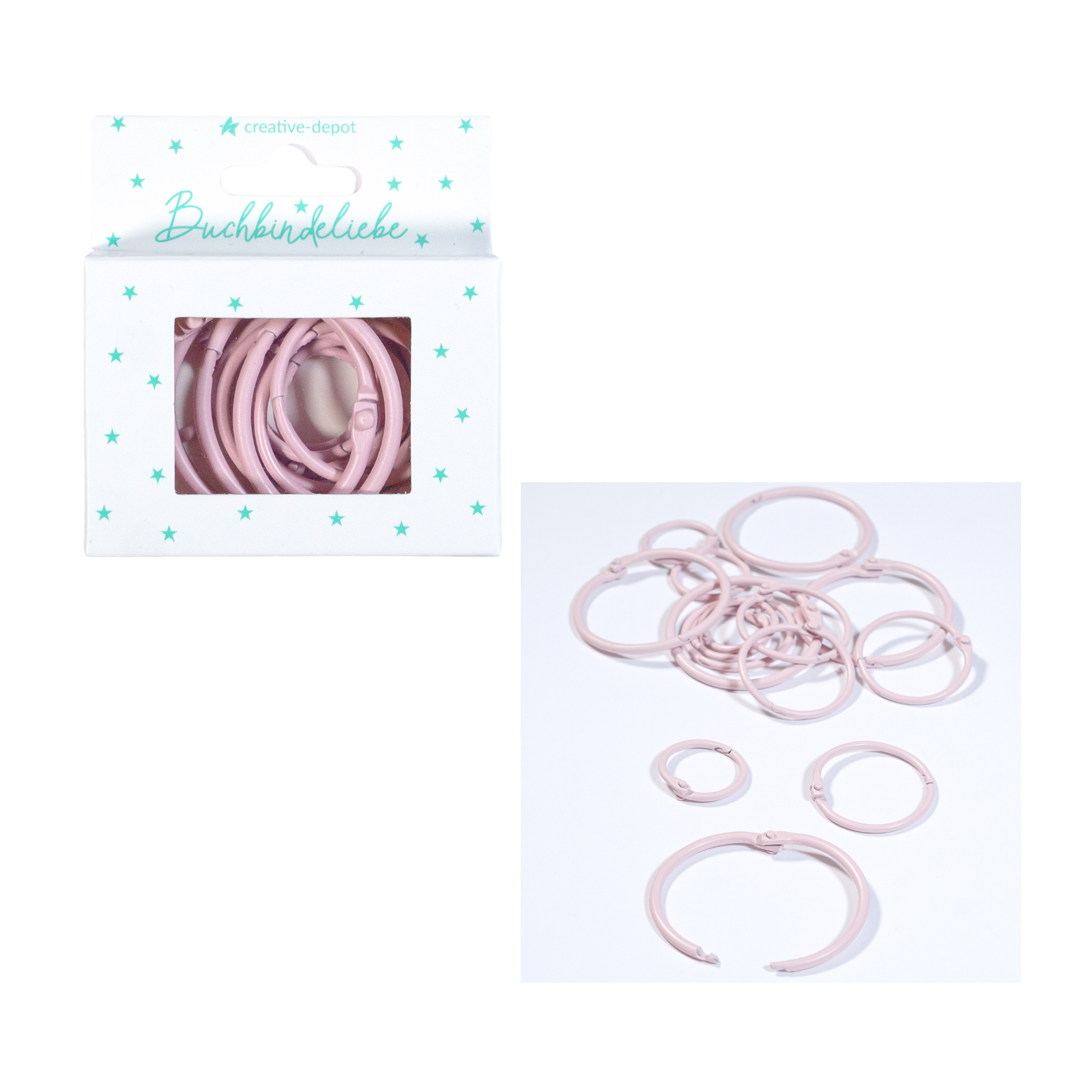 Buchringe - Pastell Flieder - Matt - Buchbindeliebe - 15 Stück