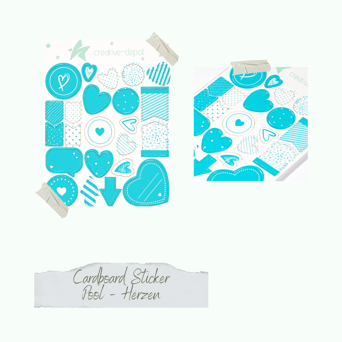 CD-CS-018_Cardboard-Sticker-Pool-Herzen Cardboard Sticker - Pool - Herzen