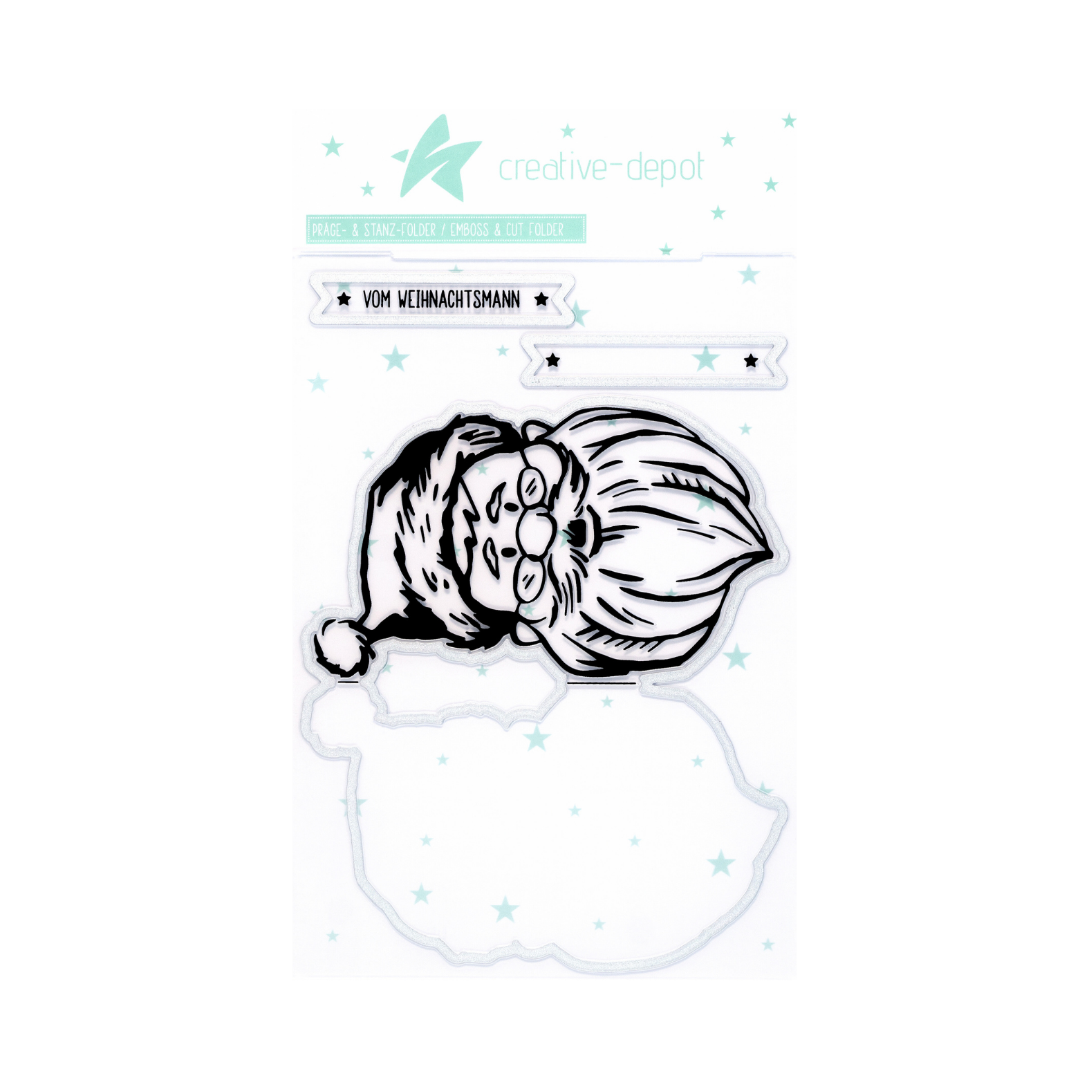 Cut & Emboss Folder - Klappkarte - Weihnachtsmanngesicht - 15 x 20 cm 