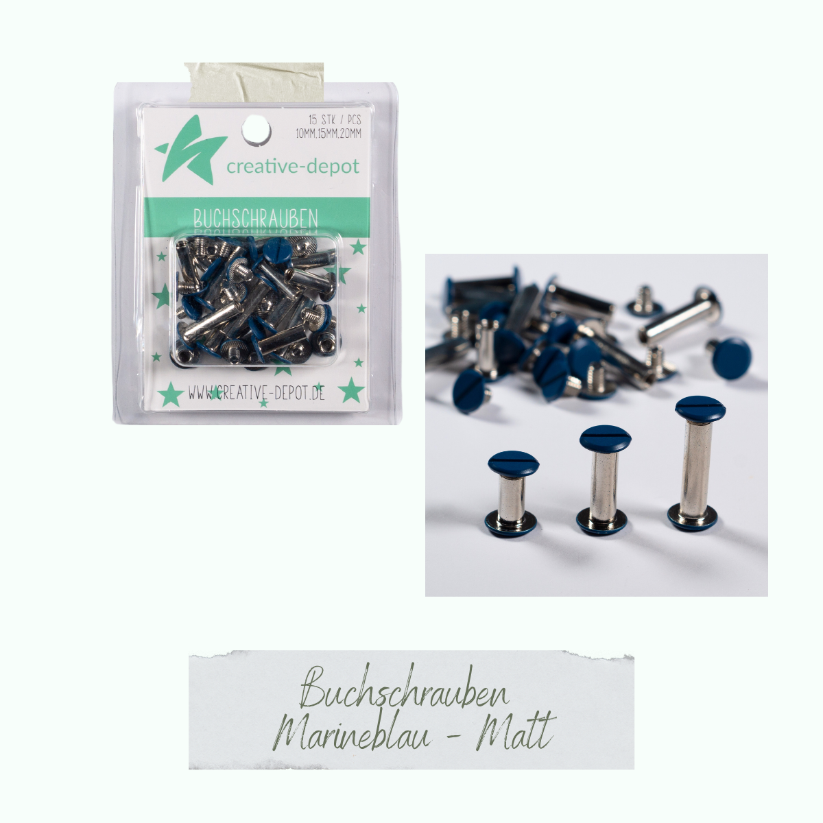 Buchschrauben - Marineblau - Matt - 15 Stück Buchschrauben - Marineblau - Matt - 15 Stück
