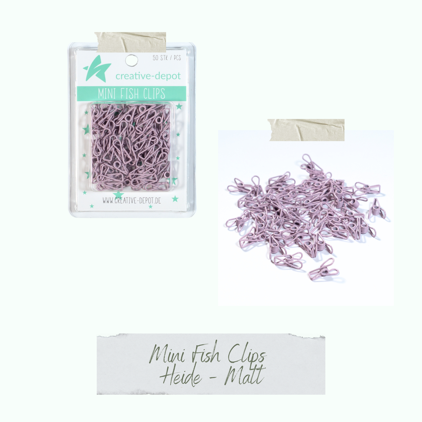 Mini Fish Clip - Heide - Matt - 50 Stück