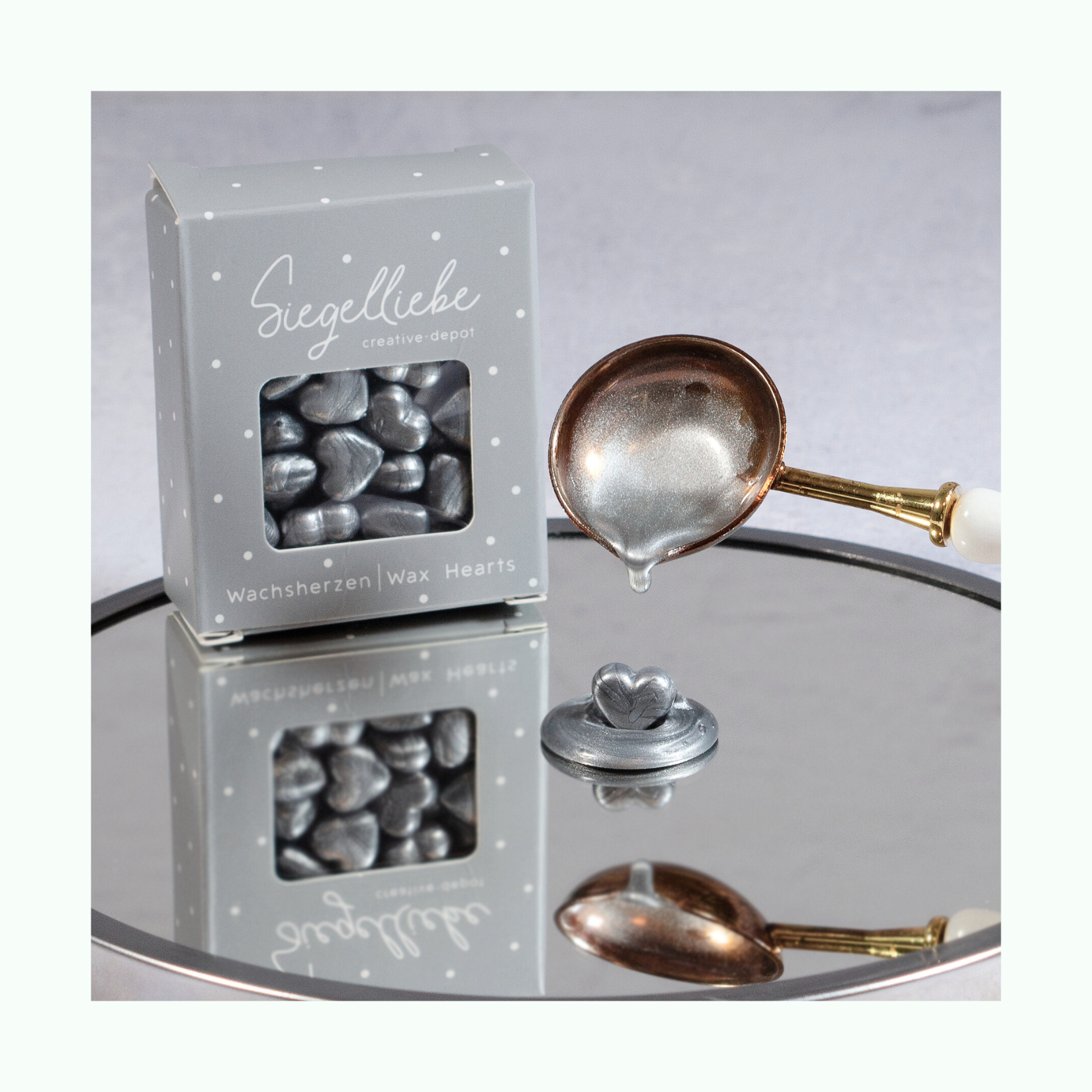 Wachsherzen - Silber - Siegelliebe   Wachsherzen - Silber - Siegelliebe