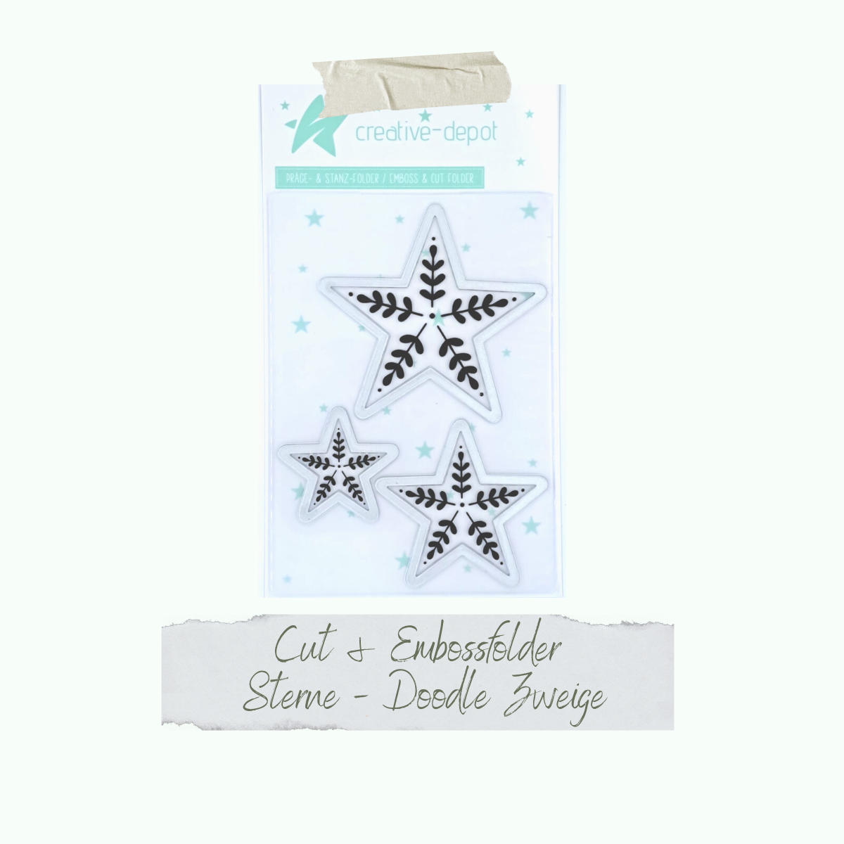 CD-PF-077 Carpeta Cortar y Estampar - Sterne - Doodle Zweige - 11 x 15,5 cm