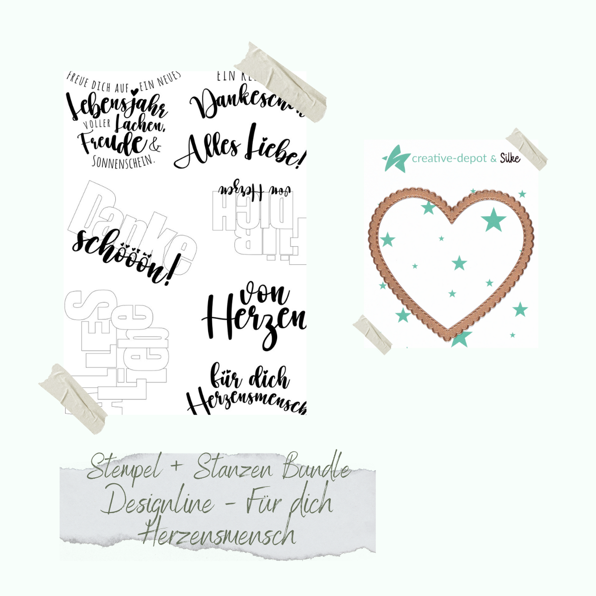 Bundle - Designline - Für dich Herzensmensch & Keksherz - Stempelset & Stanzen