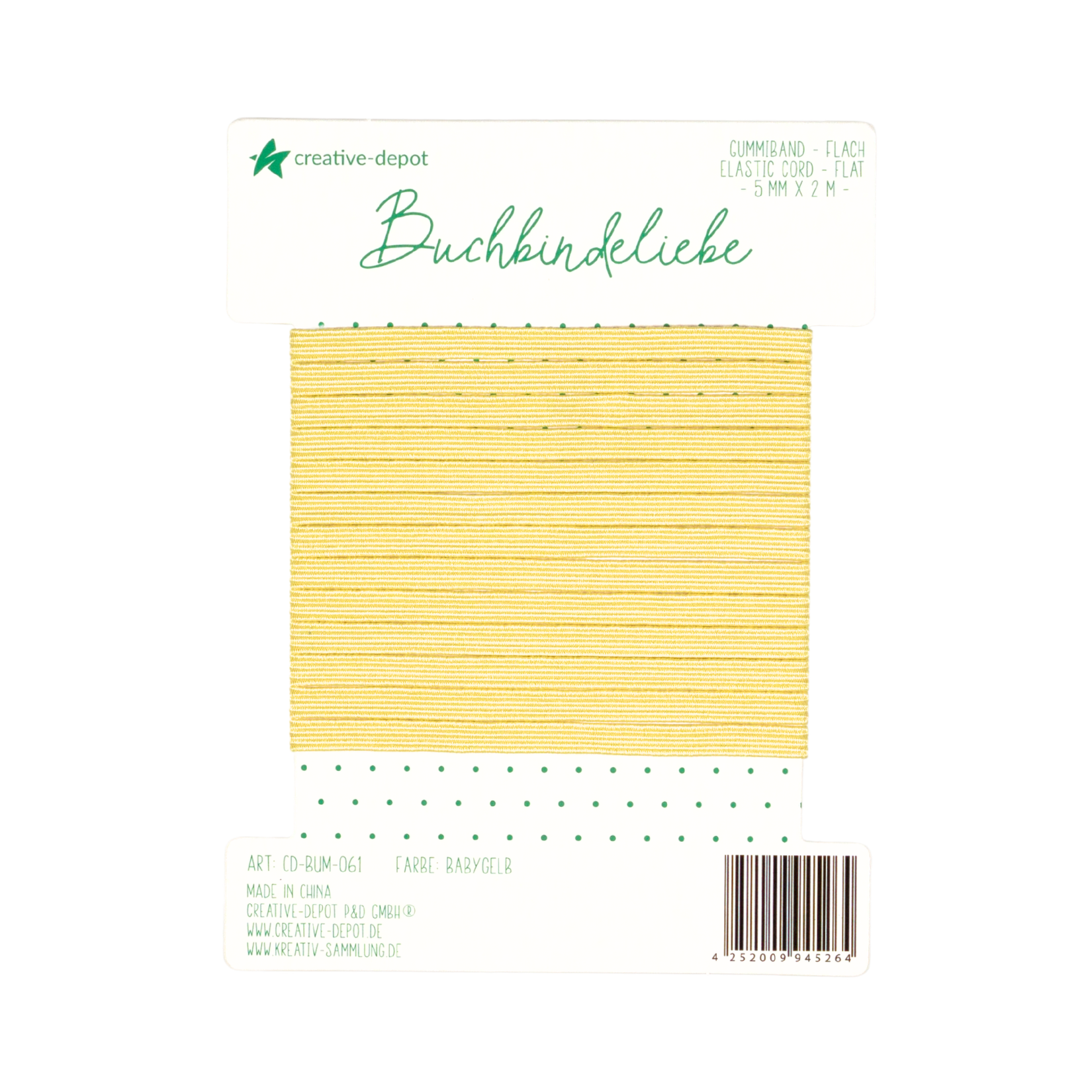 Gummiband - Babygelb - flach - Buchbindeliebe