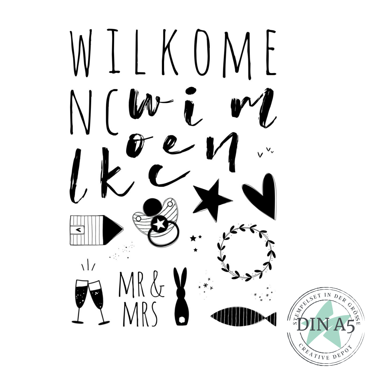 Stempelset - Wimpel - Welcome