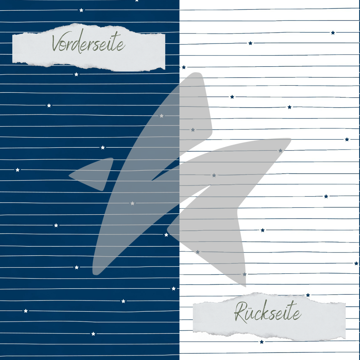 CD-BP-033 Papel de diseño - Basic - Marineblau - Doodle Linien mit Sternchen - Impreso por las dos caras