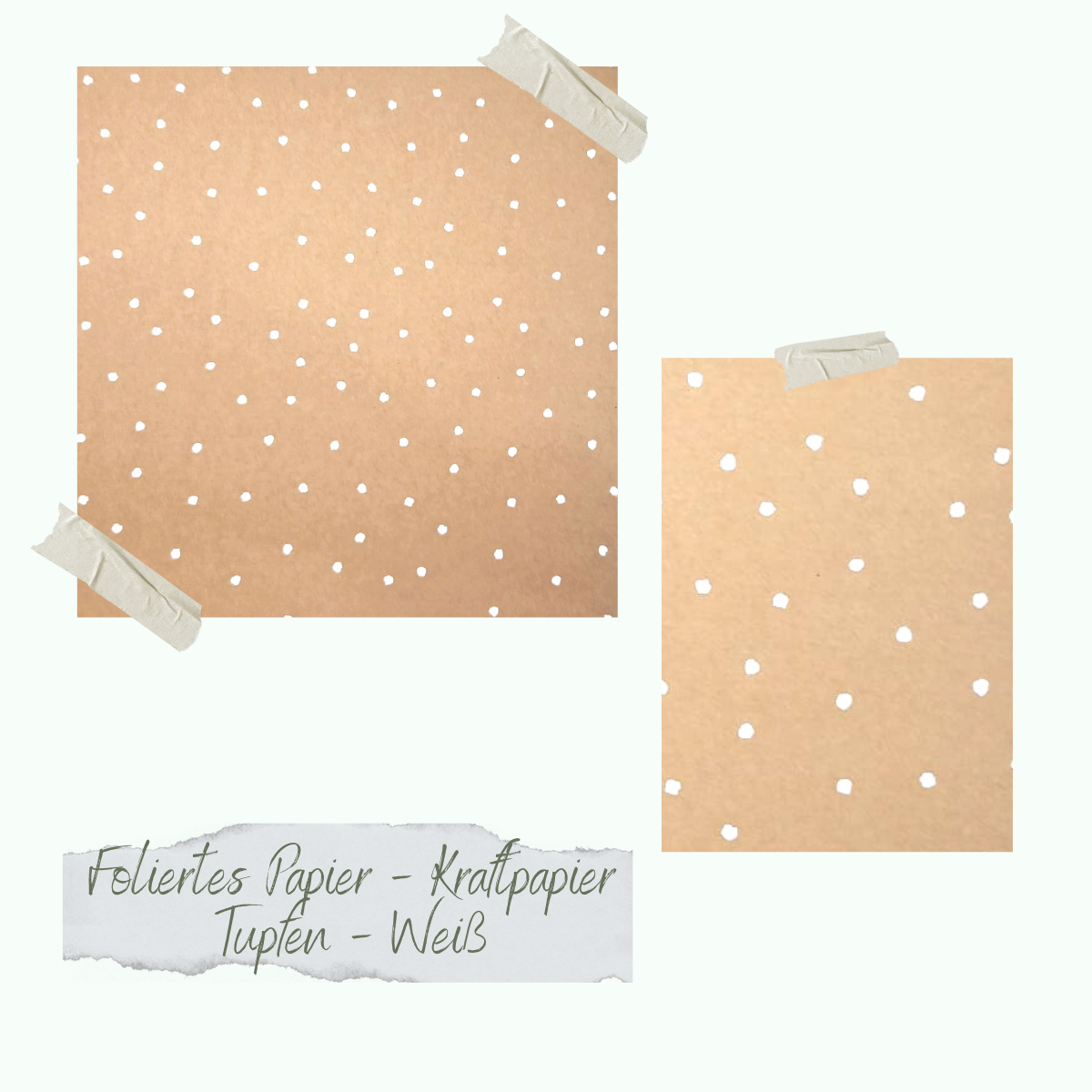 Foliertes Papier - Kraftpapier - Tupfen - Weiß