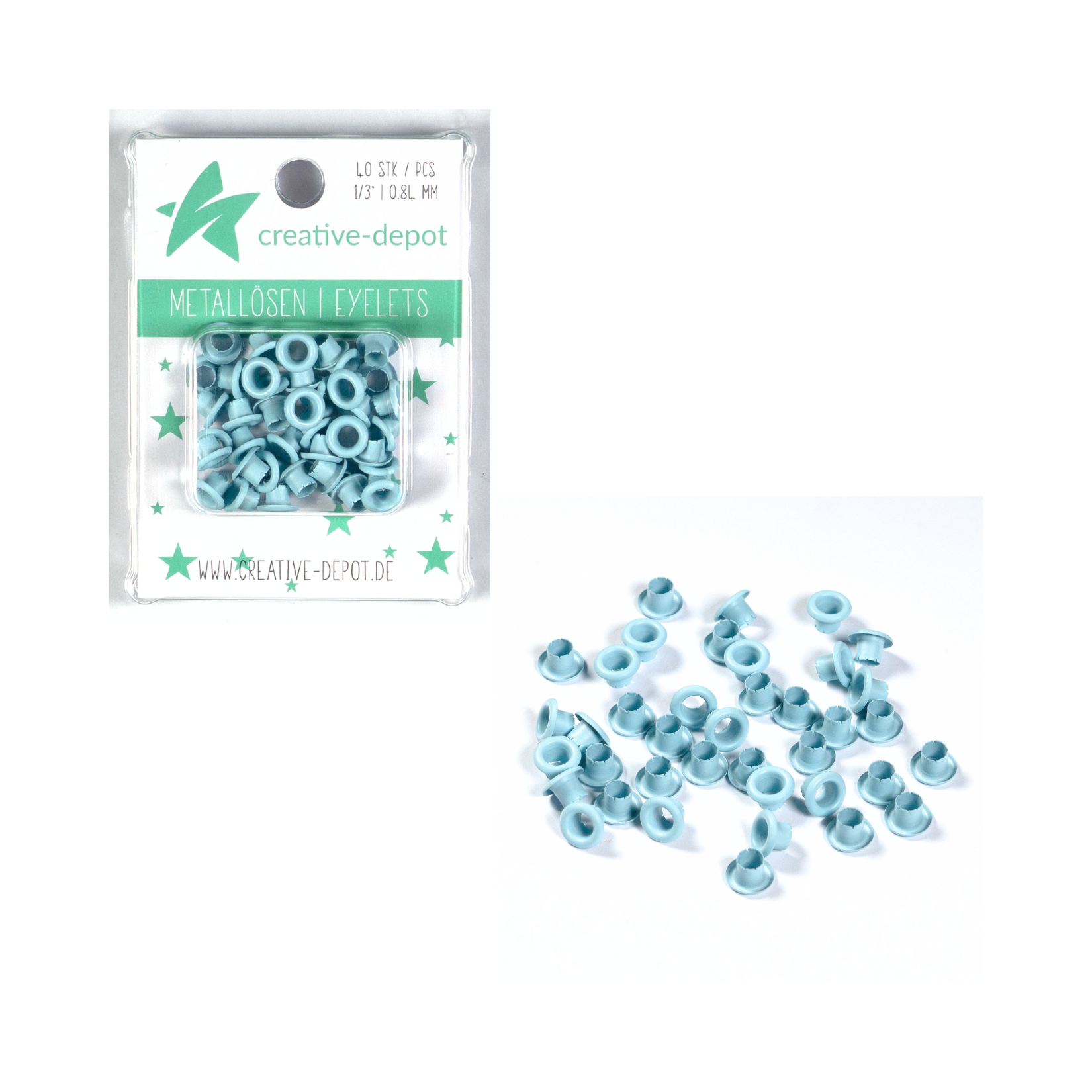 Eyelets in vintage light blue - matt - size 8 mm