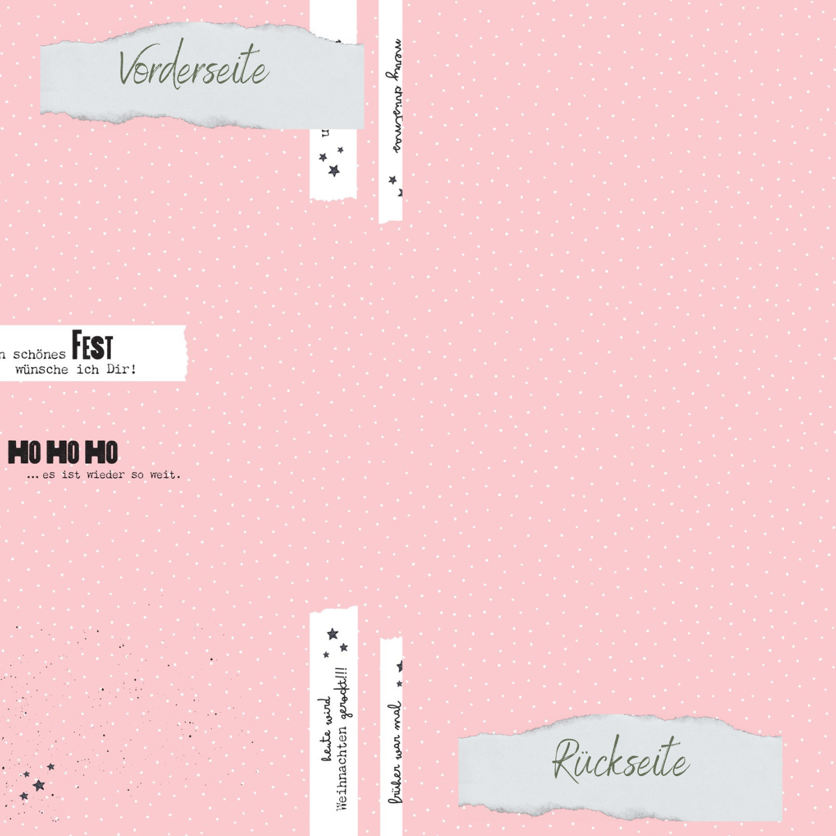 Designpapier - Ho Ho Ho - Rosa - Doppelseitig bedruckt