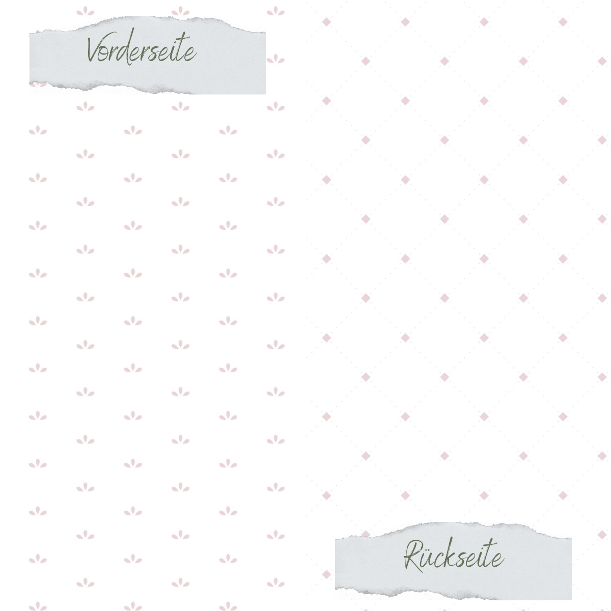 Designpapier - Basic - Puderrosa - Blütenblätter + Elegante Karos - Doppelseitig bedruckt