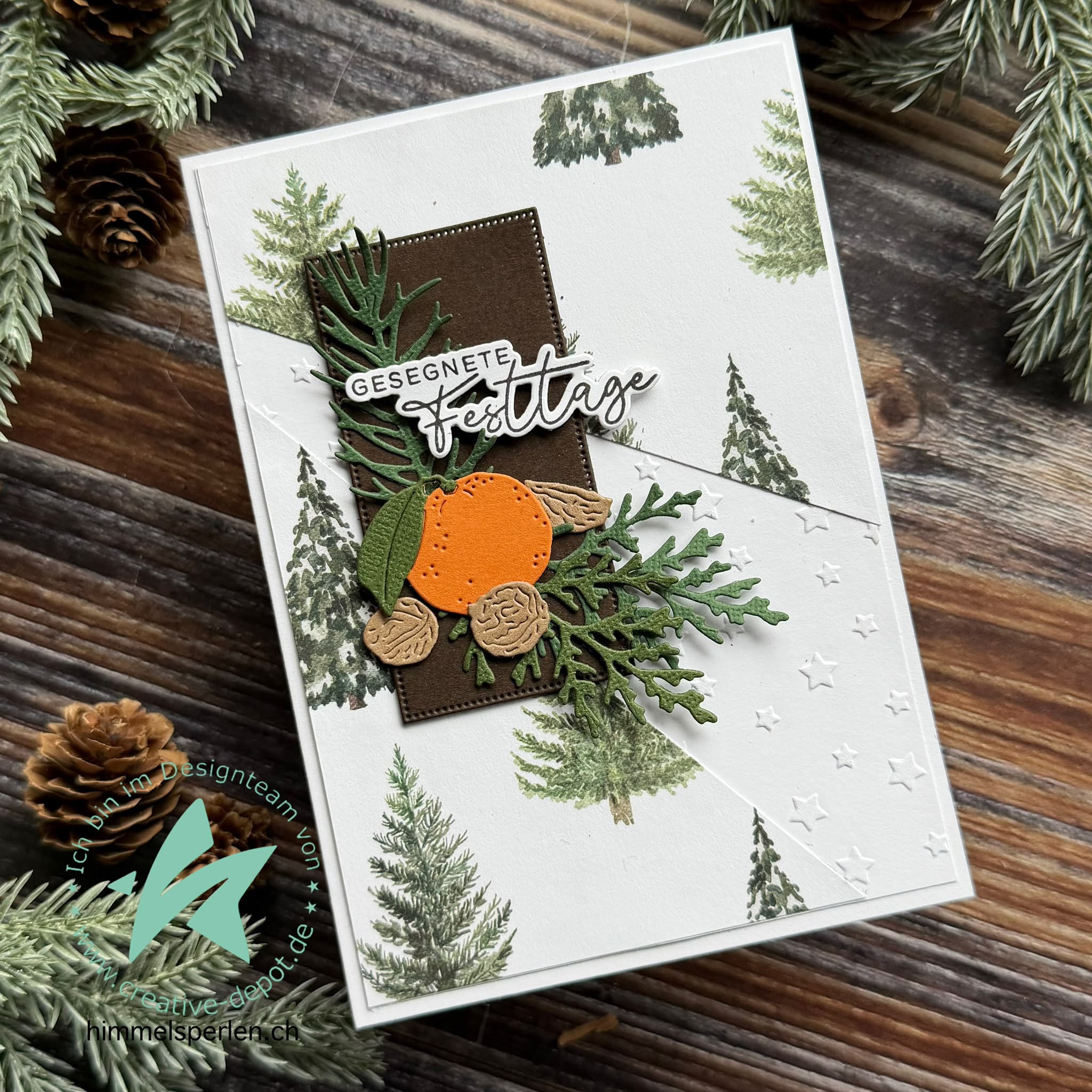 Papier décoratif - Sapins et houx - Imprimé recto-verso
