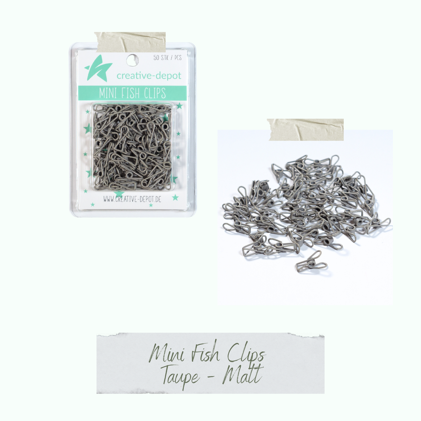 Mini Fish Clip - Taupe - Matt - 50 Stück