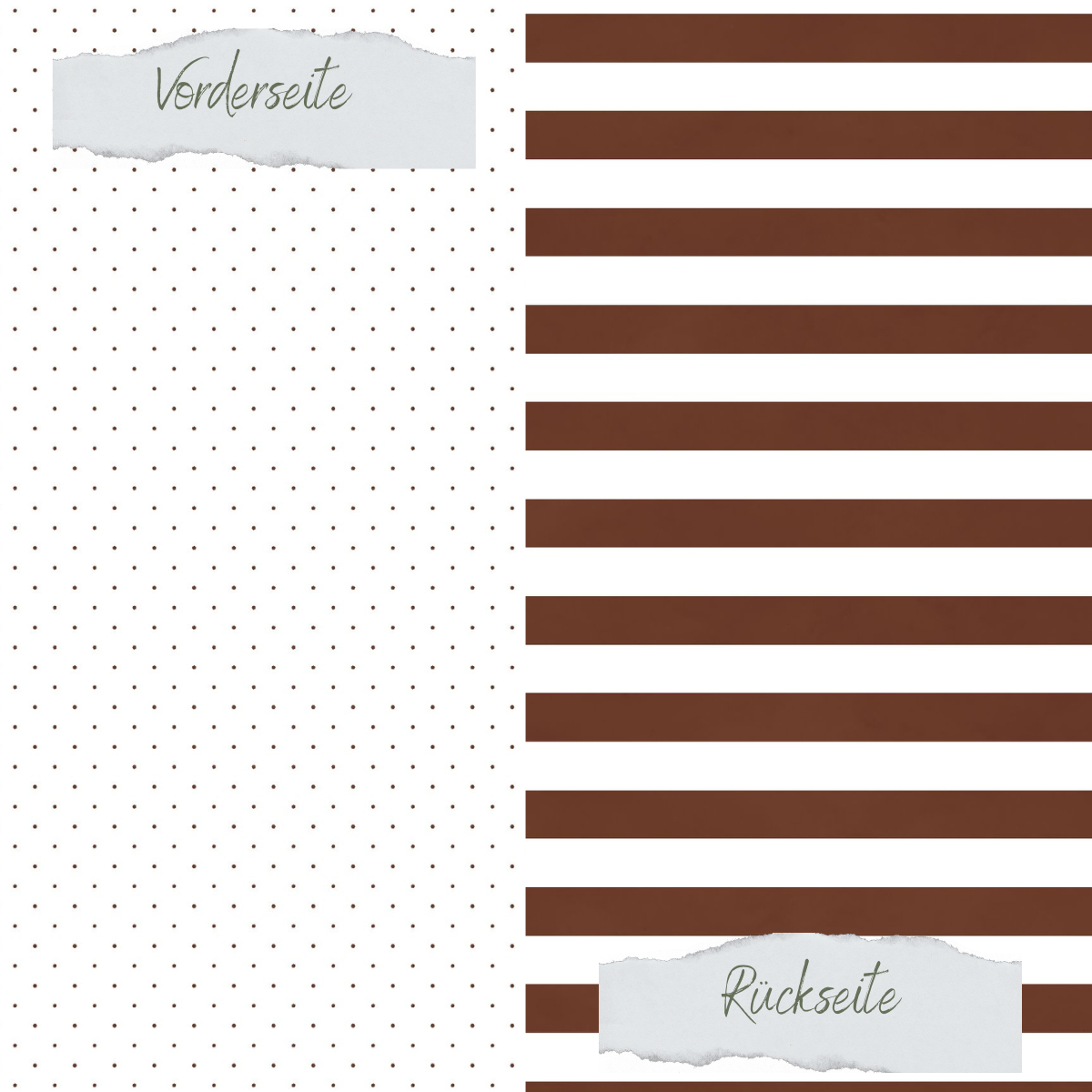 Designpapier - Basic - Schokolade - Gepunktet + Breite Streifen - Doppelseitig bedruckt