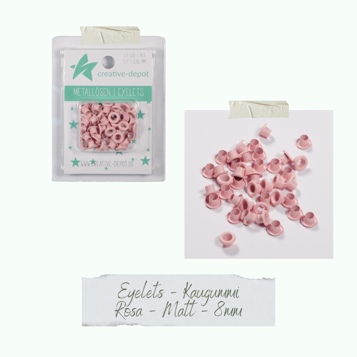 CD-EY-059_Eyelets-Kaugummi-Rosa-Matt-8mm Eyelets - Kaugummi Rosa - Matt - 8 mm