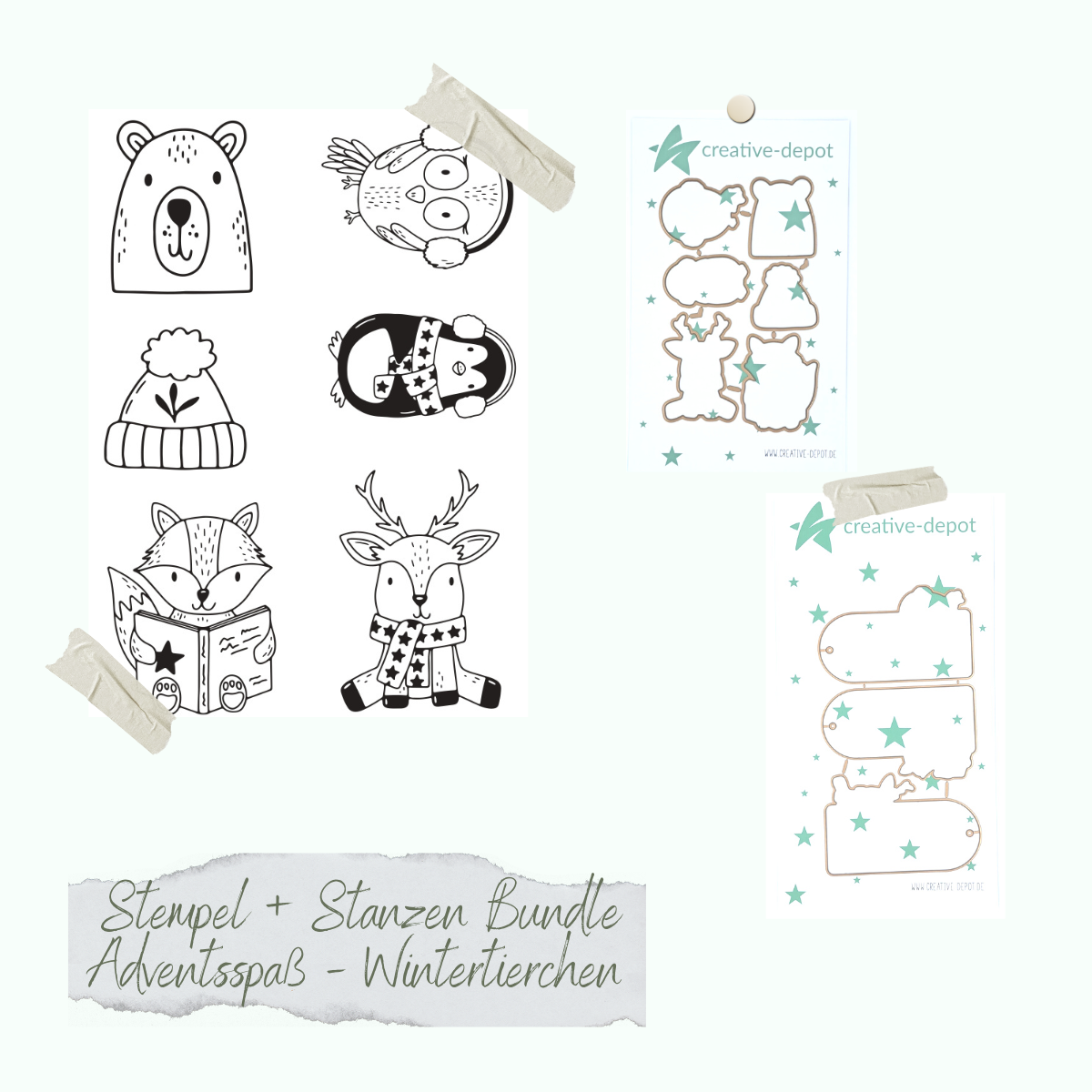 Wintertierchen Ensemble - Jeu de timbres et perforations - Animaux d'hiver