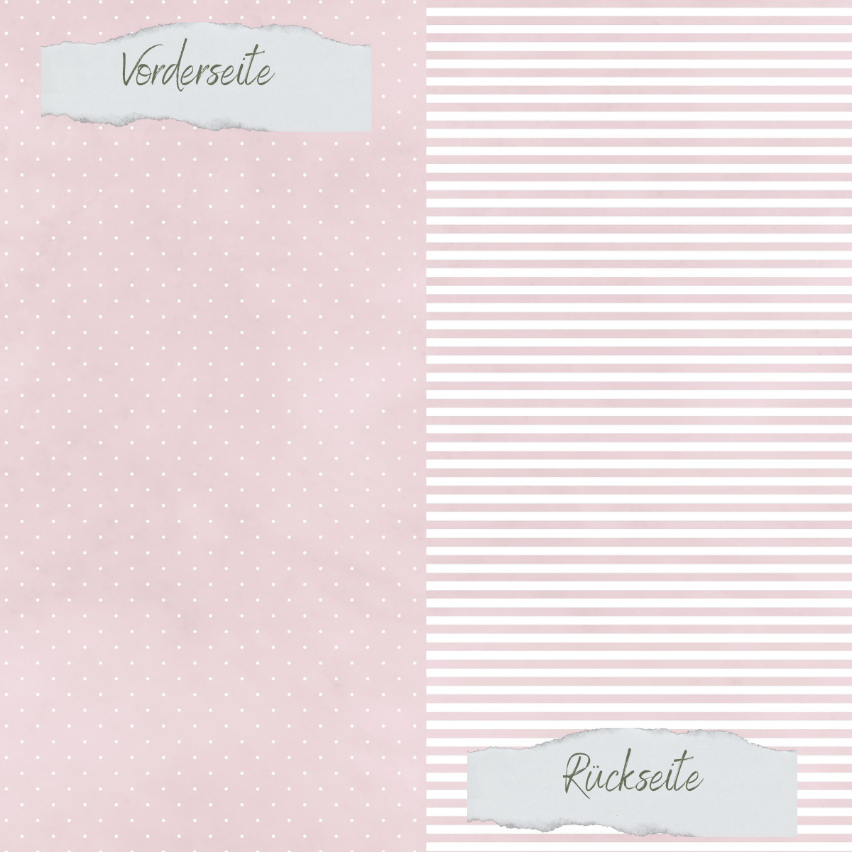 Designpapier - Basic - Puderrosa - Mini Pünktchen + Schmale Streifen - Doppelseitig bedruckt