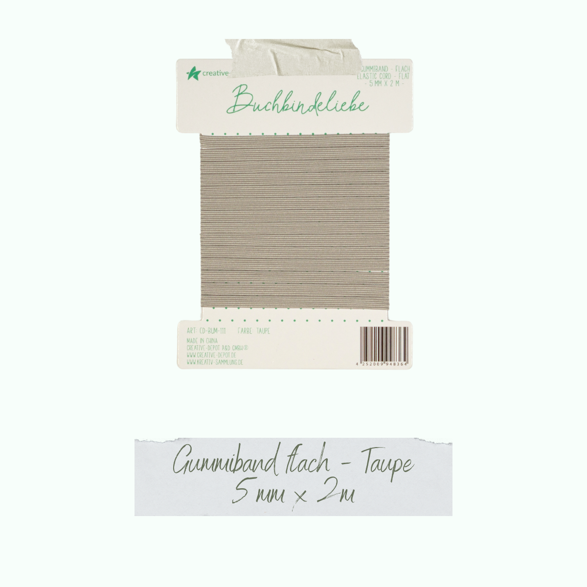 CD-BUM-111_Gummiband-flach-Taupe Gummiband - Taupe - flach - Buchbindeliebe