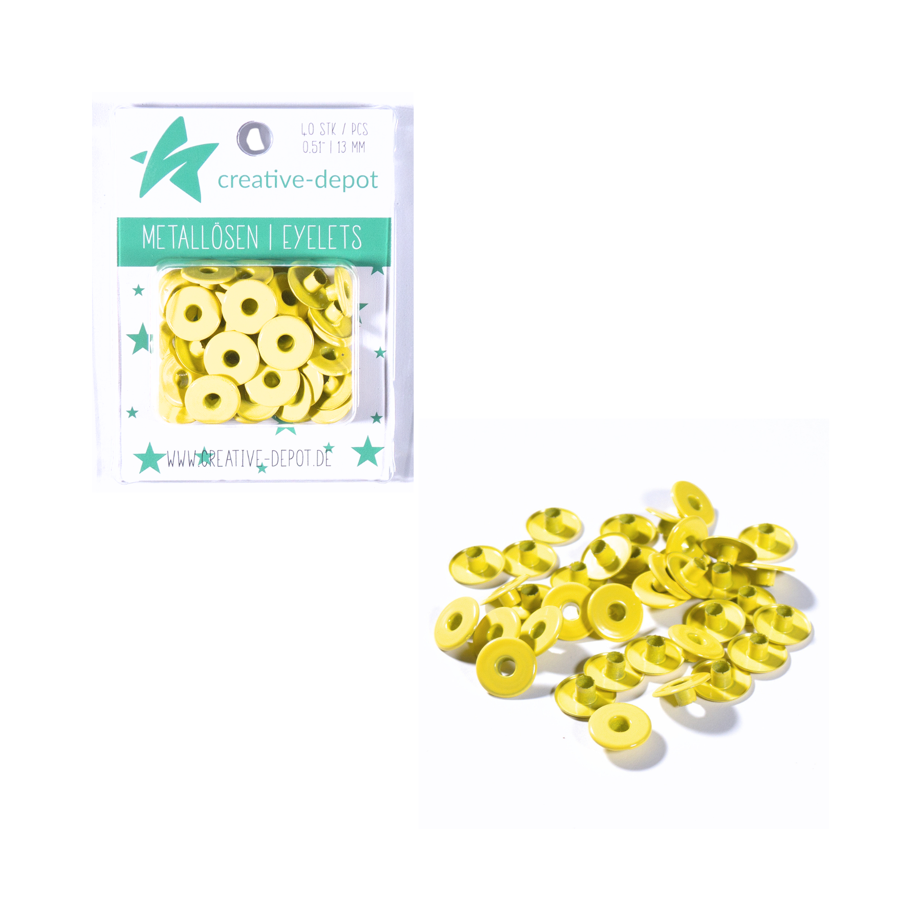 Oeillets larges - Citron - 13mm