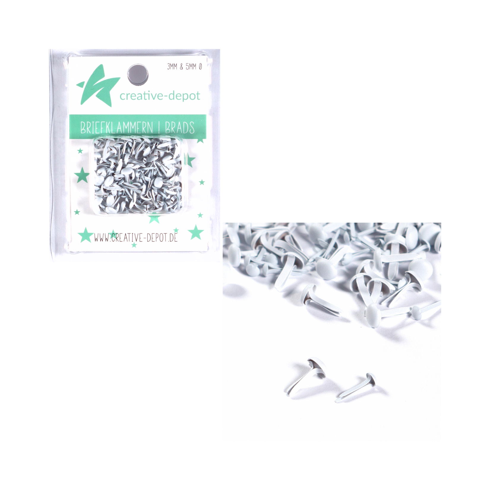 Brads - Weiß - Matt - 100 Stück