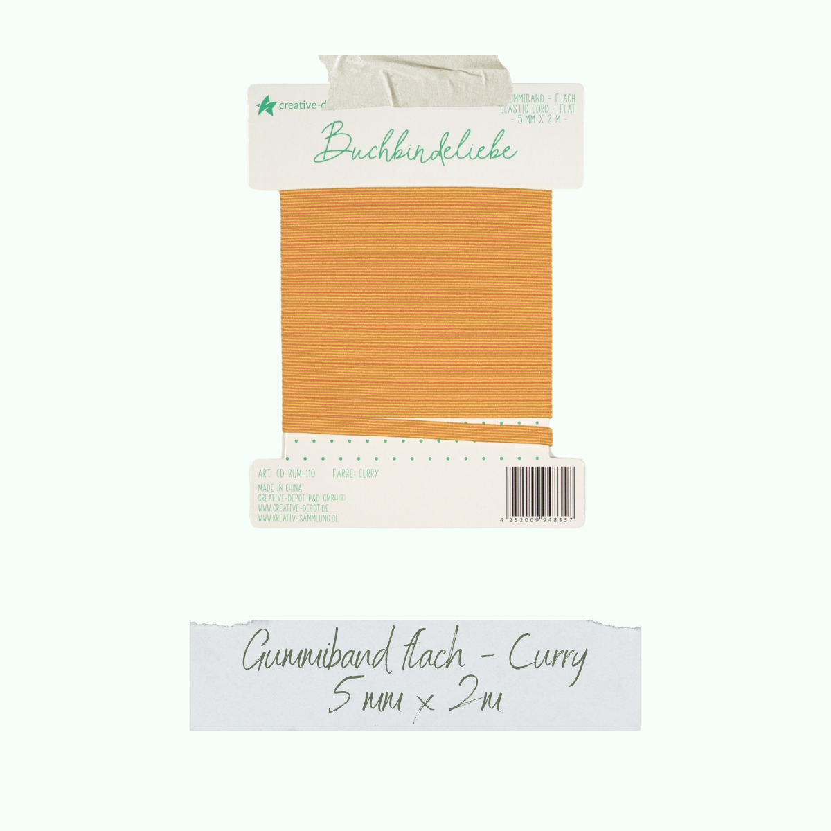CD-BUM-110_Gummiband-flach-Curry Gummiband - Curry - flach - Buchbindeliebe