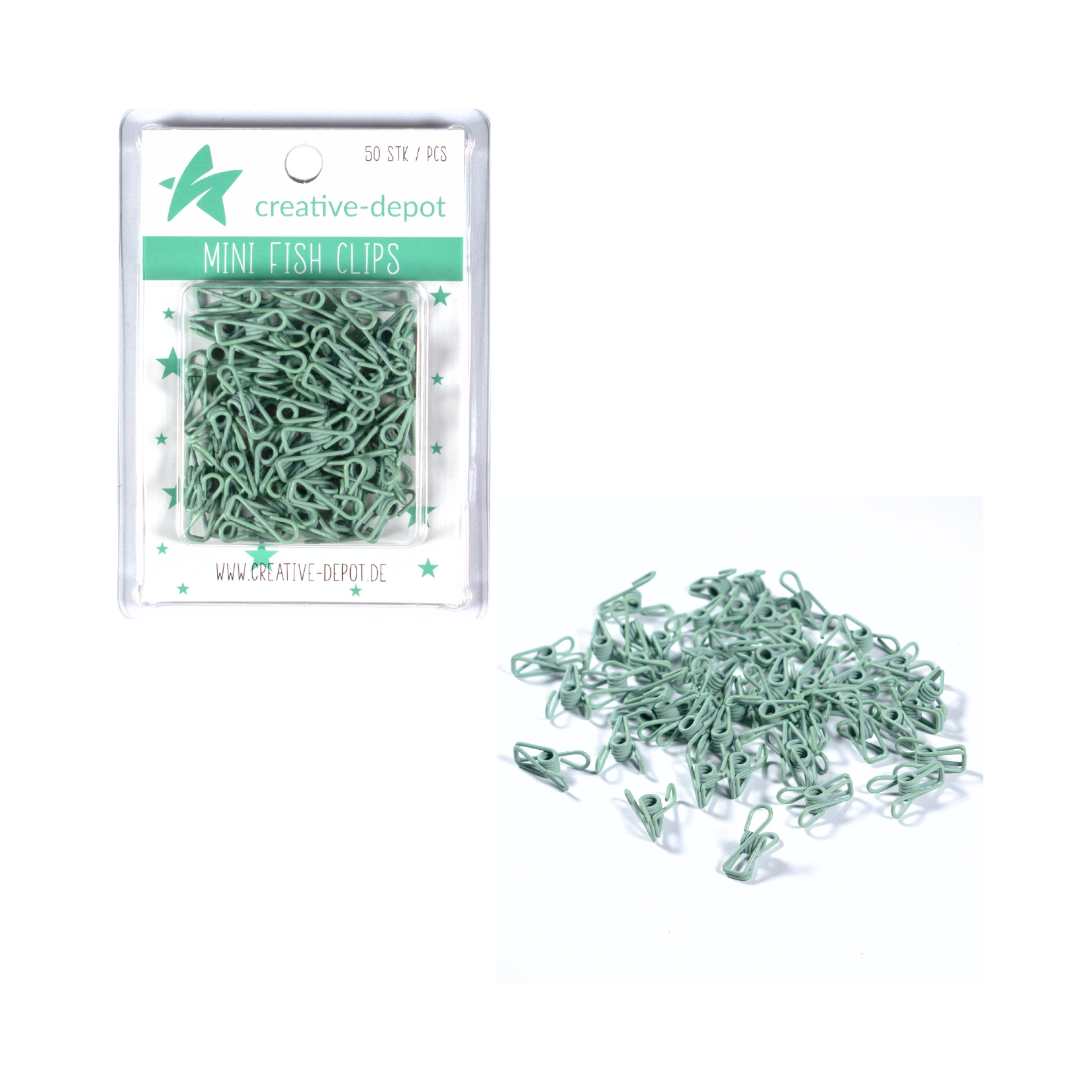 Mini Fish Clip - Vintage Mint - Matt - 50 Stück