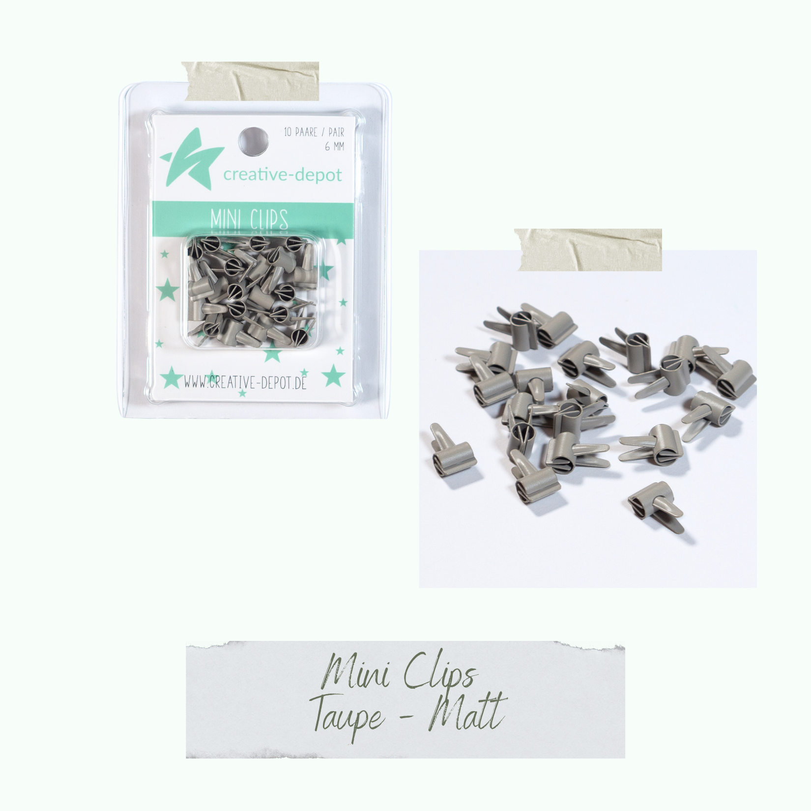 Mini Clip - Taupe - Matt - 20 Stück