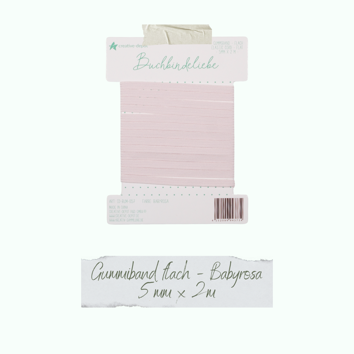 CD-BUM-057_Gummiband-flach-Babyrosa Buchbindeliebe - Gummiband - Babyrosa - flach