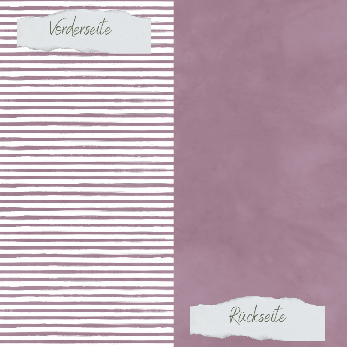 Designpapier - Basic - Malve - Streifen + Uni - Doppelseitig bedruckt