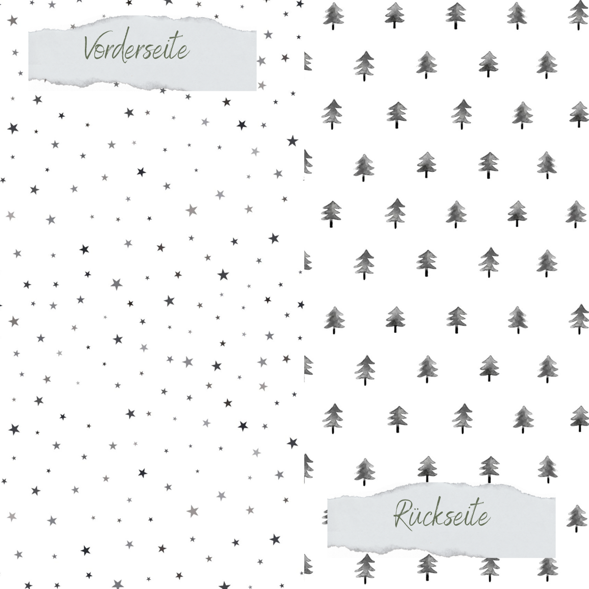 Design paper - Schlichte Sterne und Tannen - Doppelseitig bedruckt  Design paper - Schlichte Sterne und Tannen - Doppelseitig bedruckt