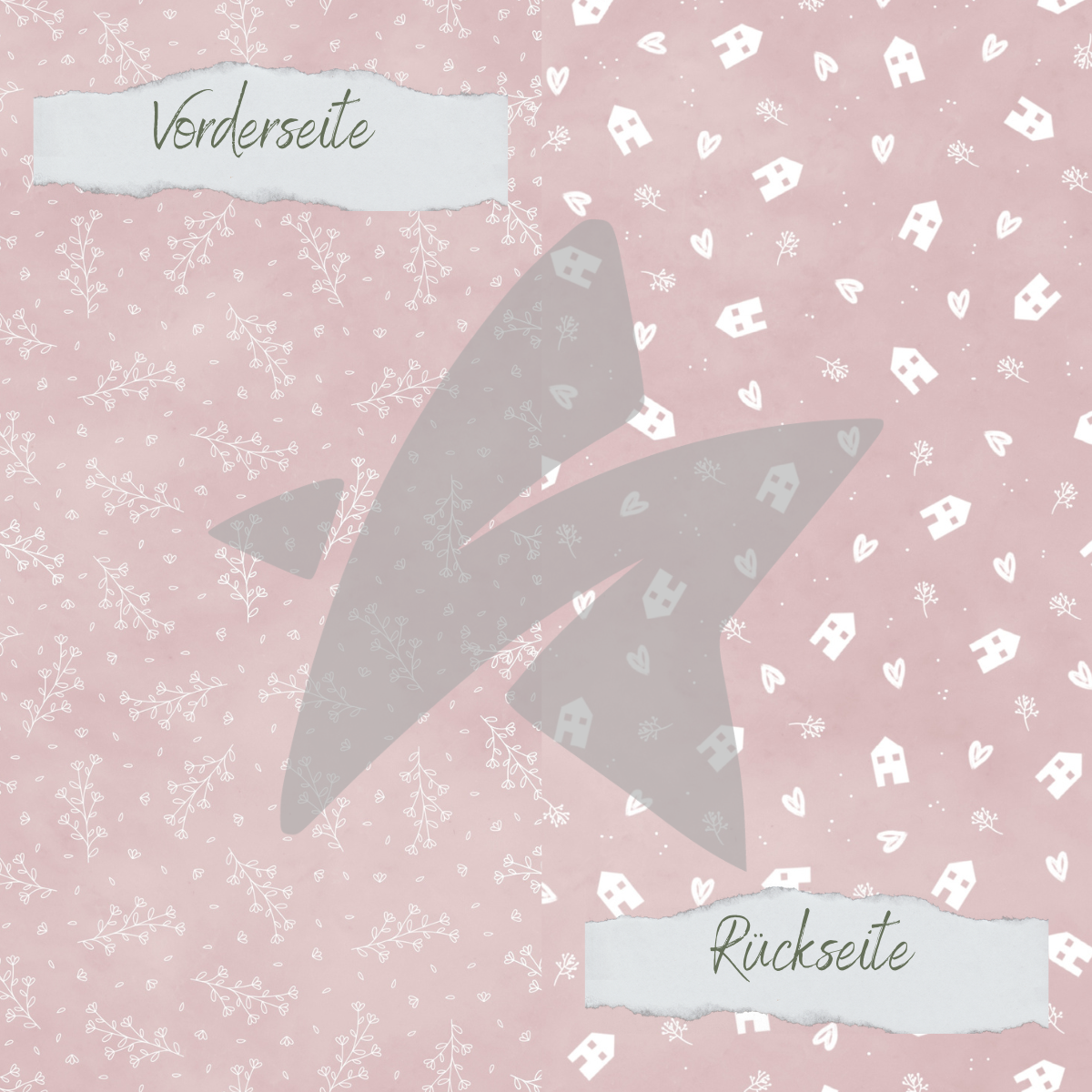 CD-BP-003-Basic-Blush-H-user-Zweige Designpapier - Basic - Blush - Häuser + Zweige - Doppelseitig bedruckt