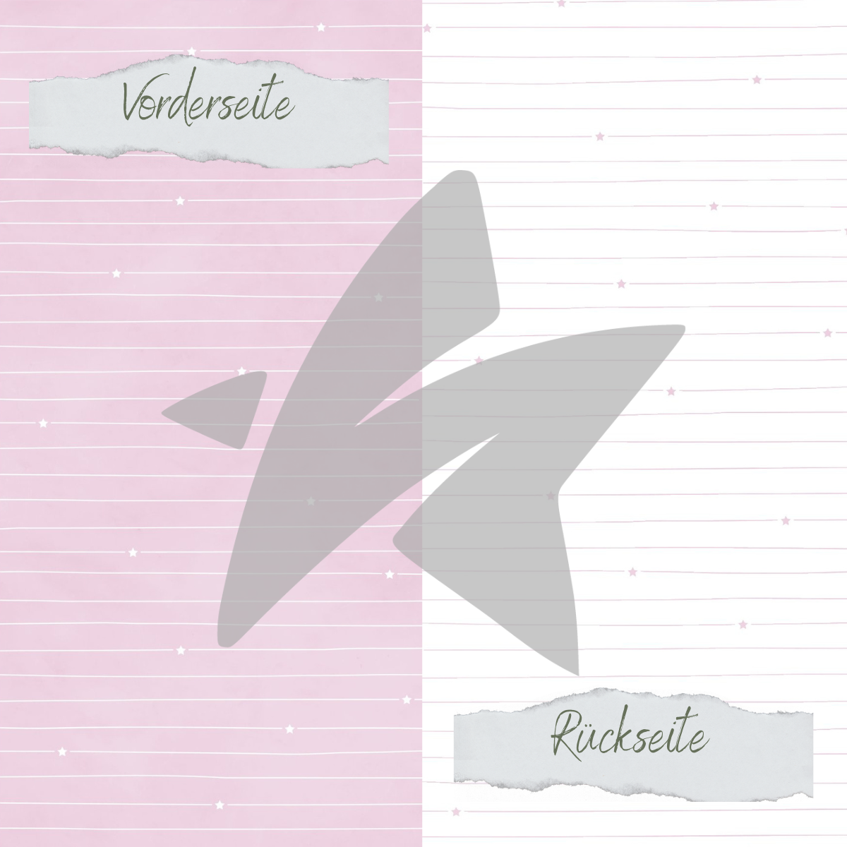 CD-BP-077 Papel de diseño - Basic - Pastell Flieder - Doodle Linien mit Sternchen - Impreso por las dos caras