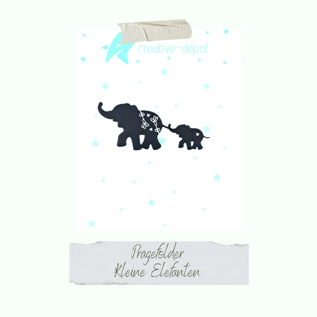 CD-PF-049-Kleine-Elefanten Dépliant de gaufrage - Kleine Elefanten - 11 x 15,5 cm