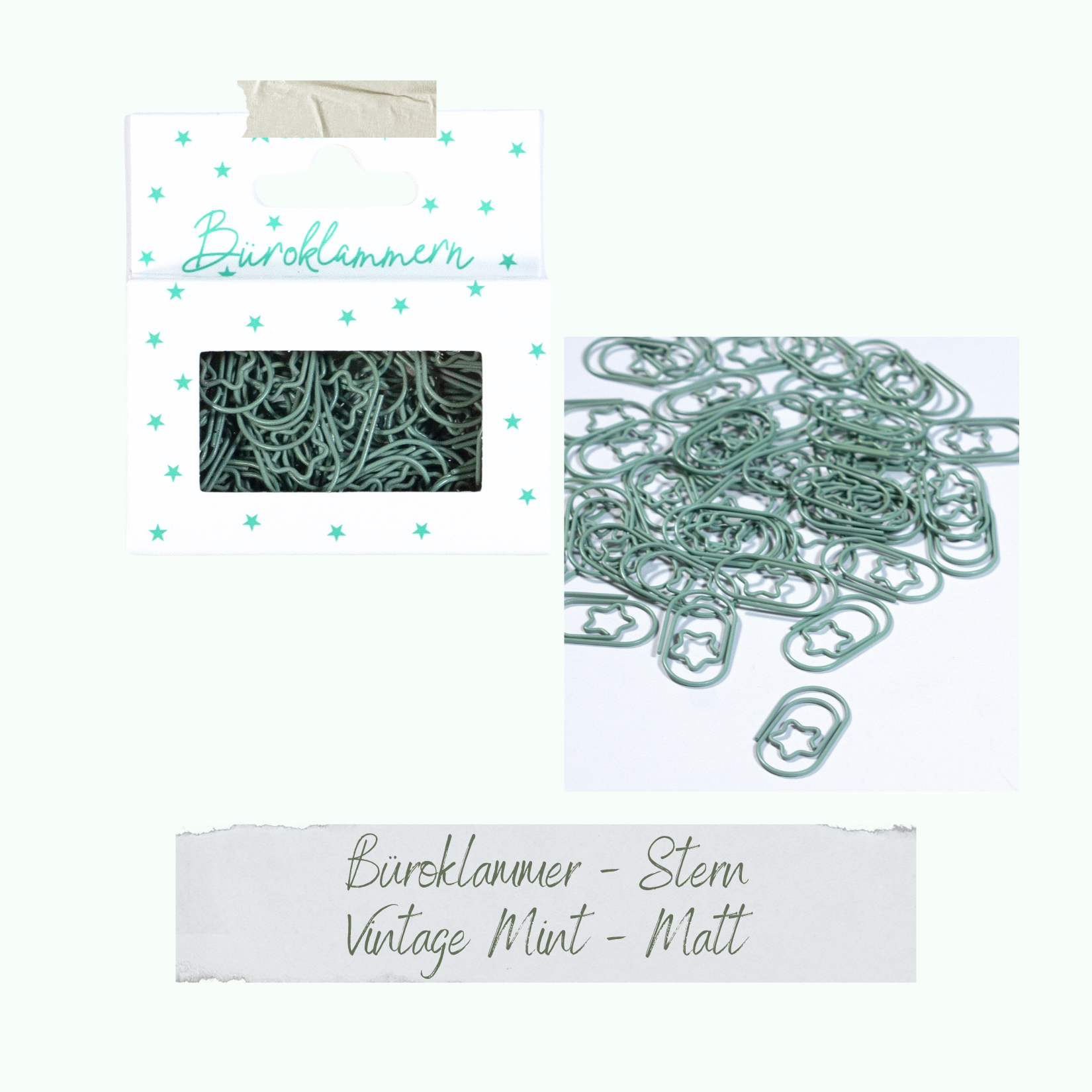 Büroklammer Stern - Vintage Mint - Matt - 50 Stück Büroklammer Stern - Vintage Mint - Matt - 50 Stück