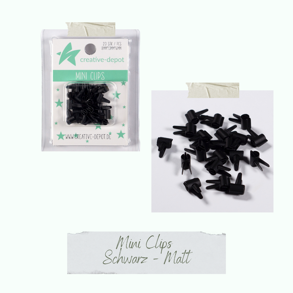 Mini Clip - Schwarz - Matt - 20 Stück Mini Clip - Schwarz - Matt - 20 Stück