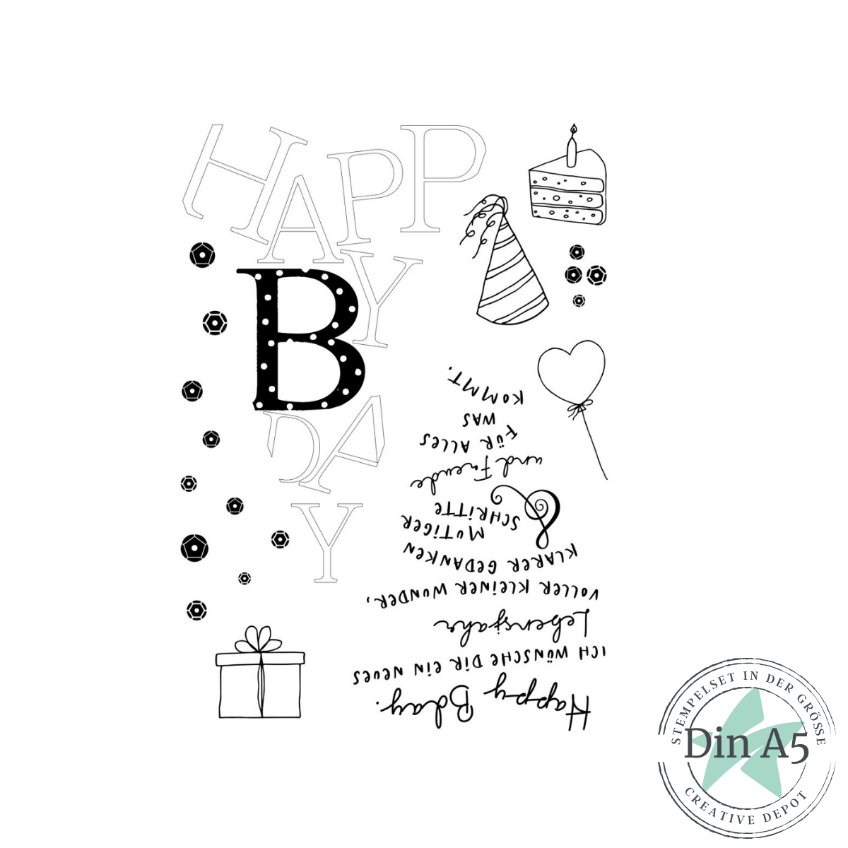 Stempelset - Wimpel Happy BDay
