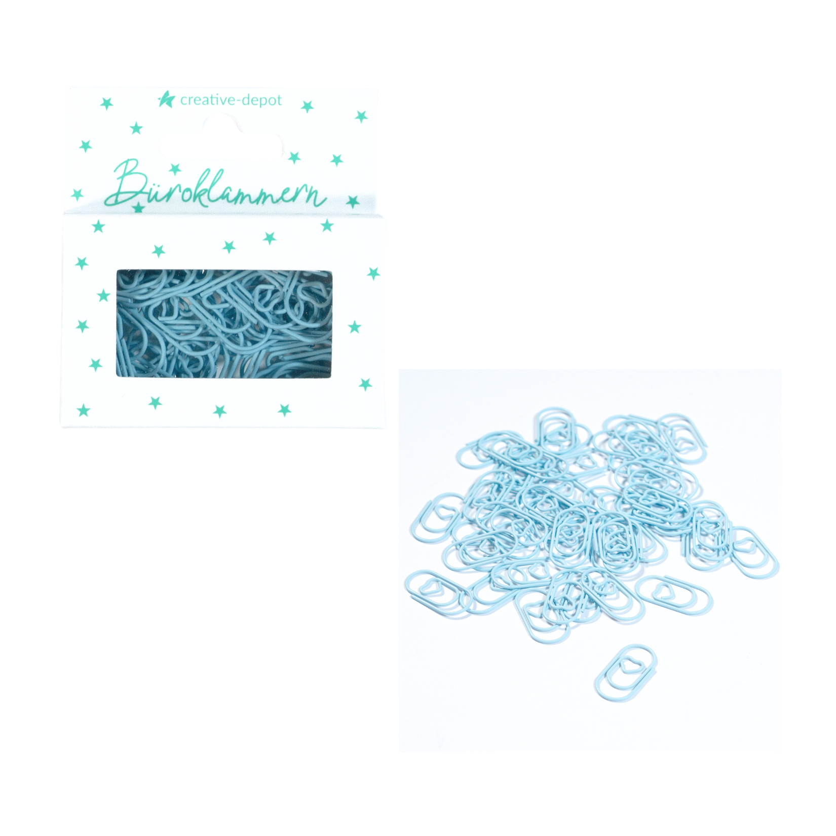 Büroklammer Herz - Baby Blau - Matt - 50 Stück