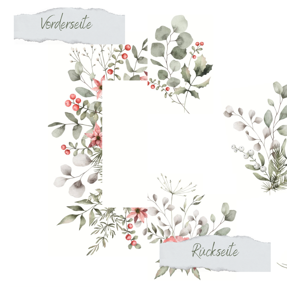 Papel de diseño - Winterblüten Rahmen - Doppelseitig bedruckt Papel de diseño - Winterblüten Rahmen - Doppelseitig bedruckt