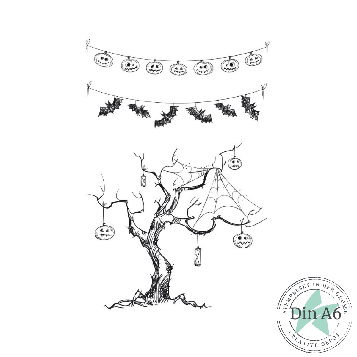 Stempelset - Halloweenbaum