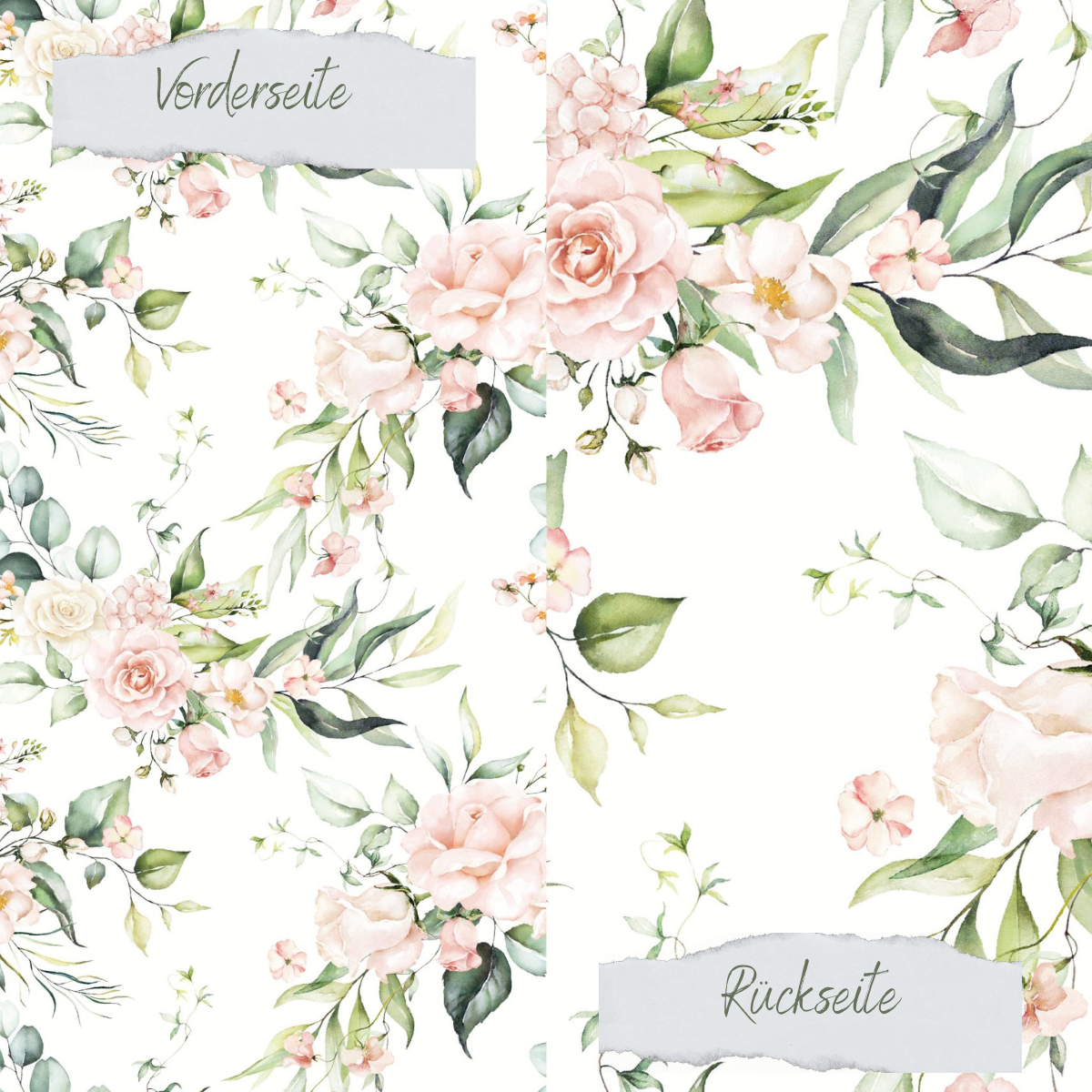 Designpapier - Rosenpracht - Pfirsich I - Doppelseitig bedruckt