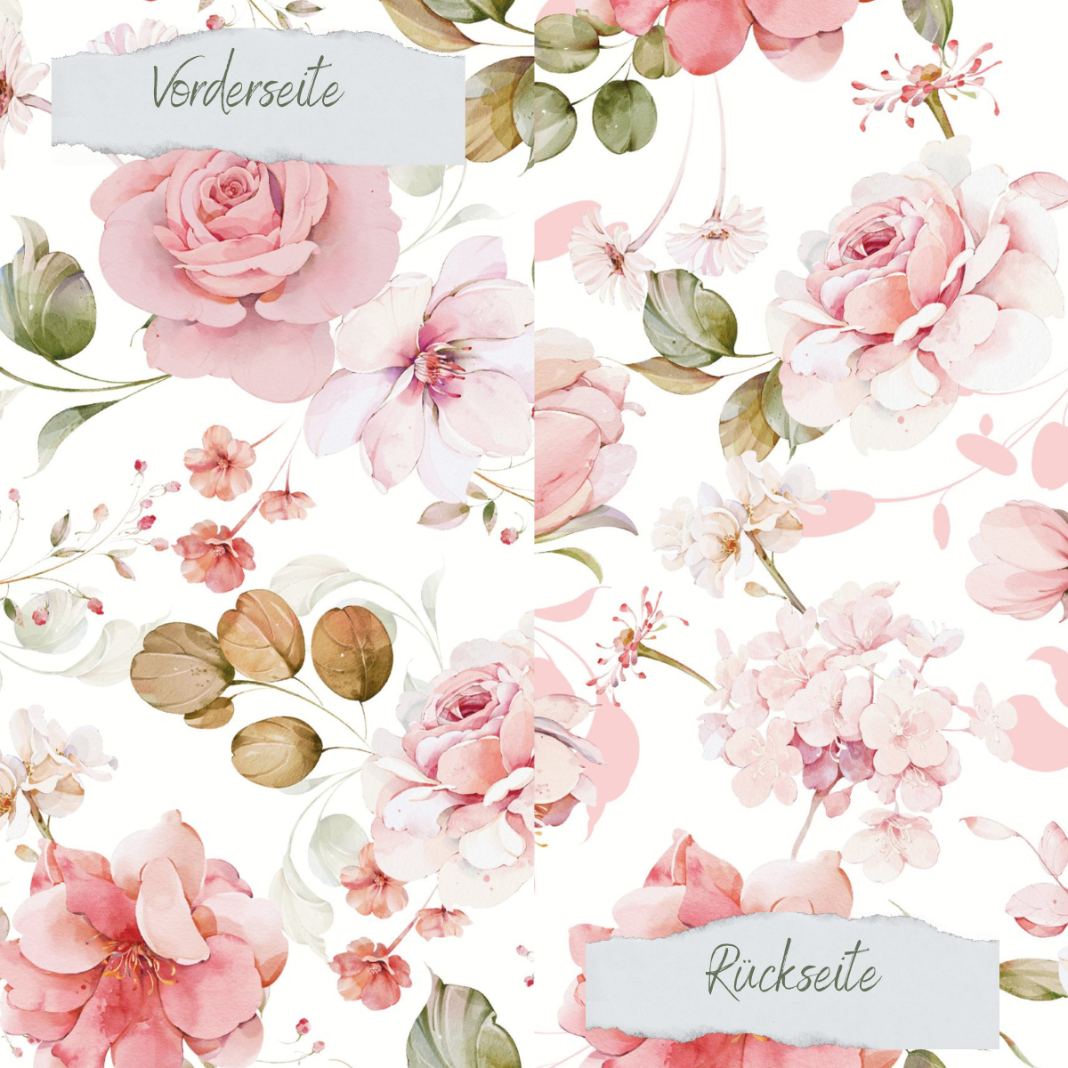 Designpapier - Rosa Gartentraum - Doppelseitig bedruckt