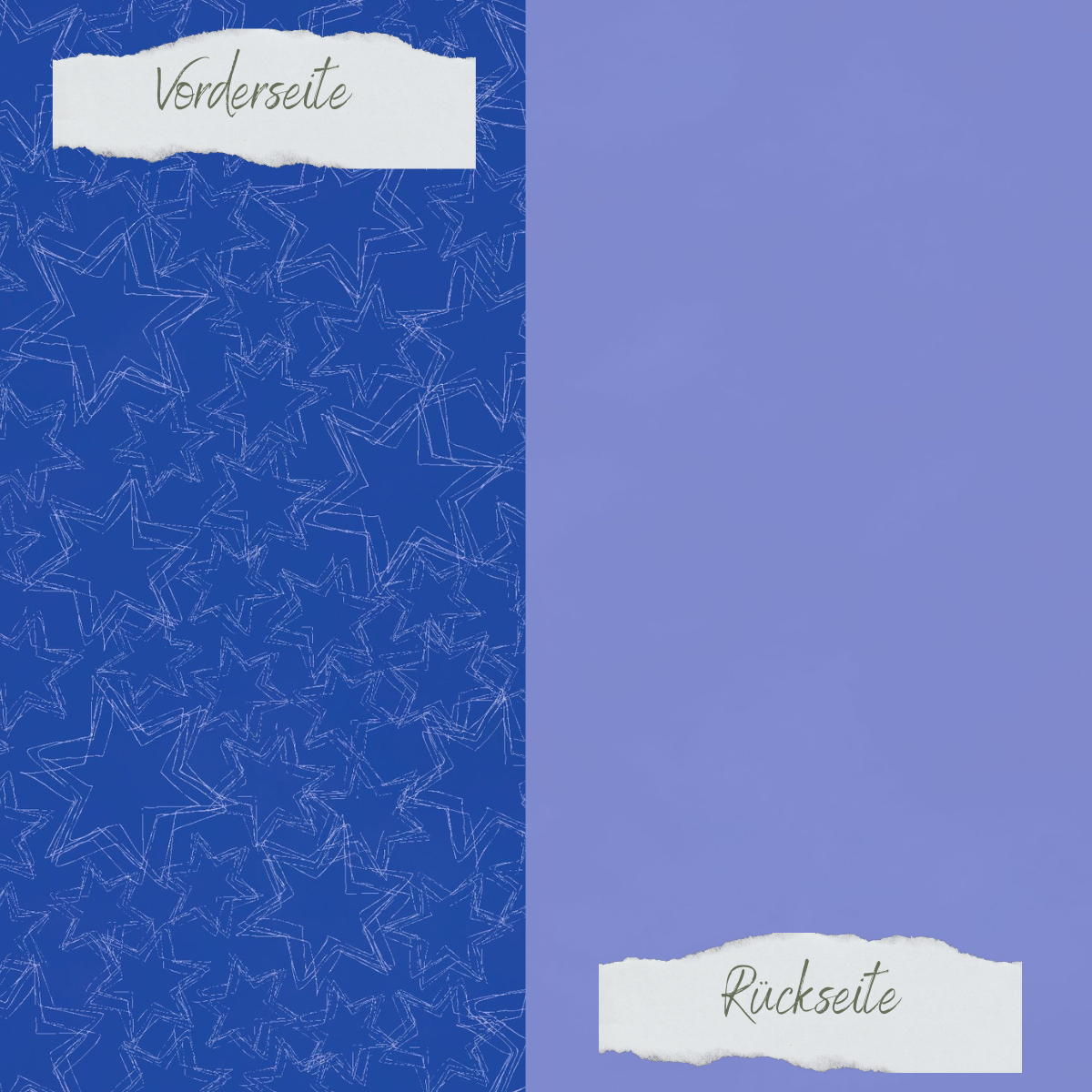 Papier à dessin - Basic - Tintenblau - Doodle Sterne + Uni hell - Doppelseitig bedruckt