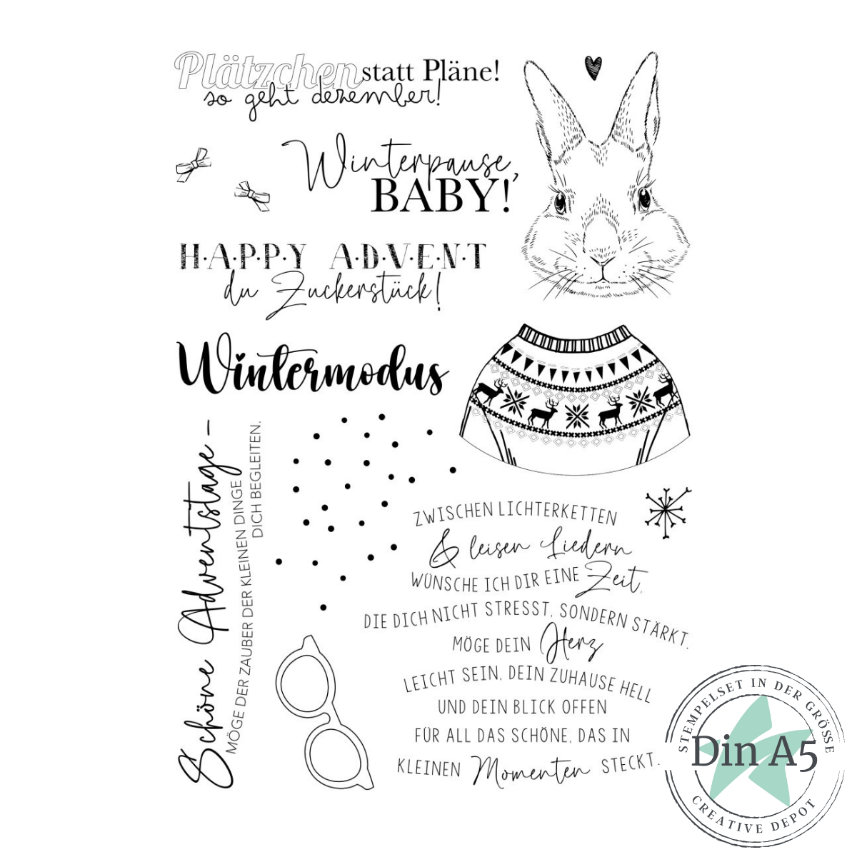 Stempelset - Weihnachtshäsin Karla 