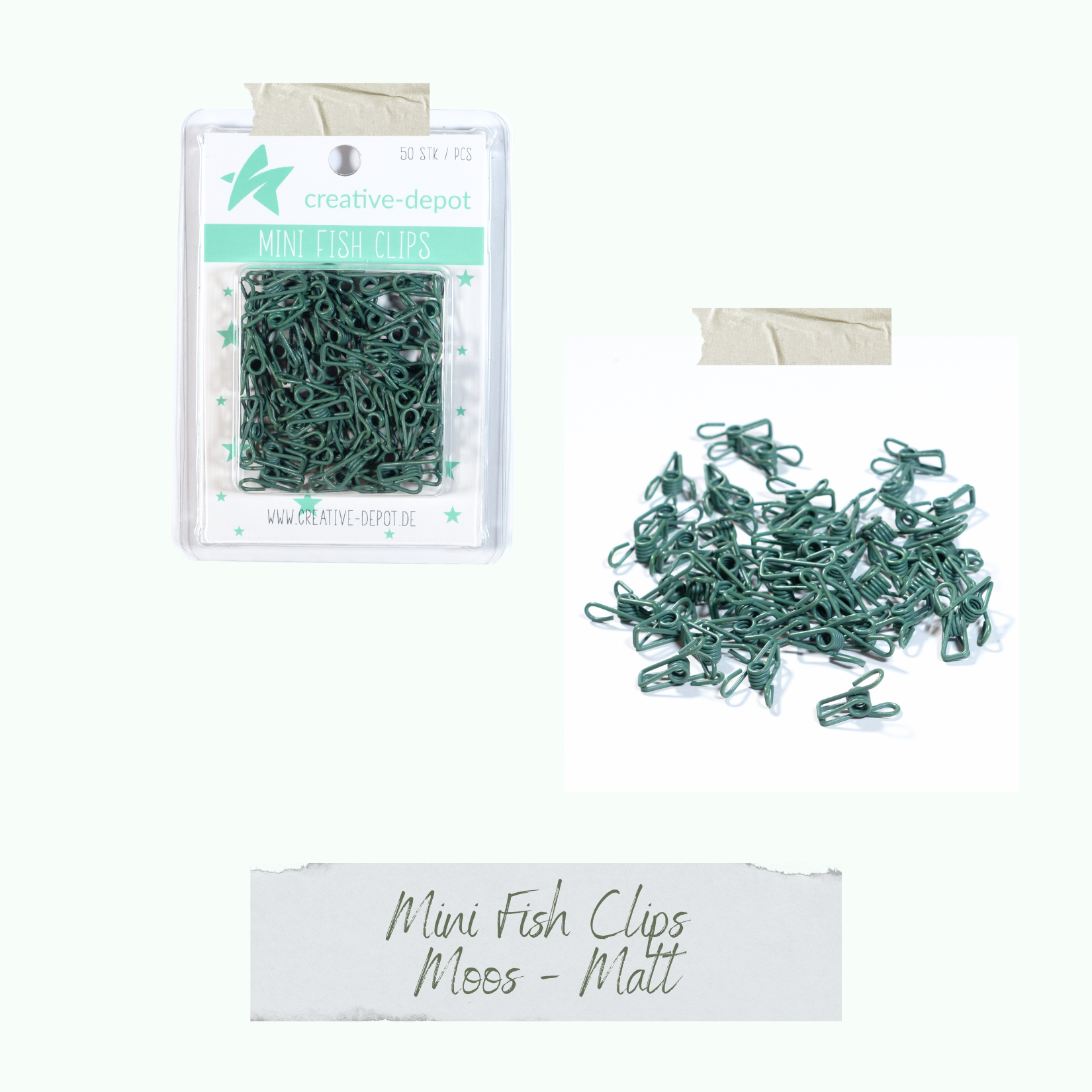 Mini Fish Clip - Moos - Matt - 50 Stück Mini Fish Clip - Moos - Matt - 50 Stück