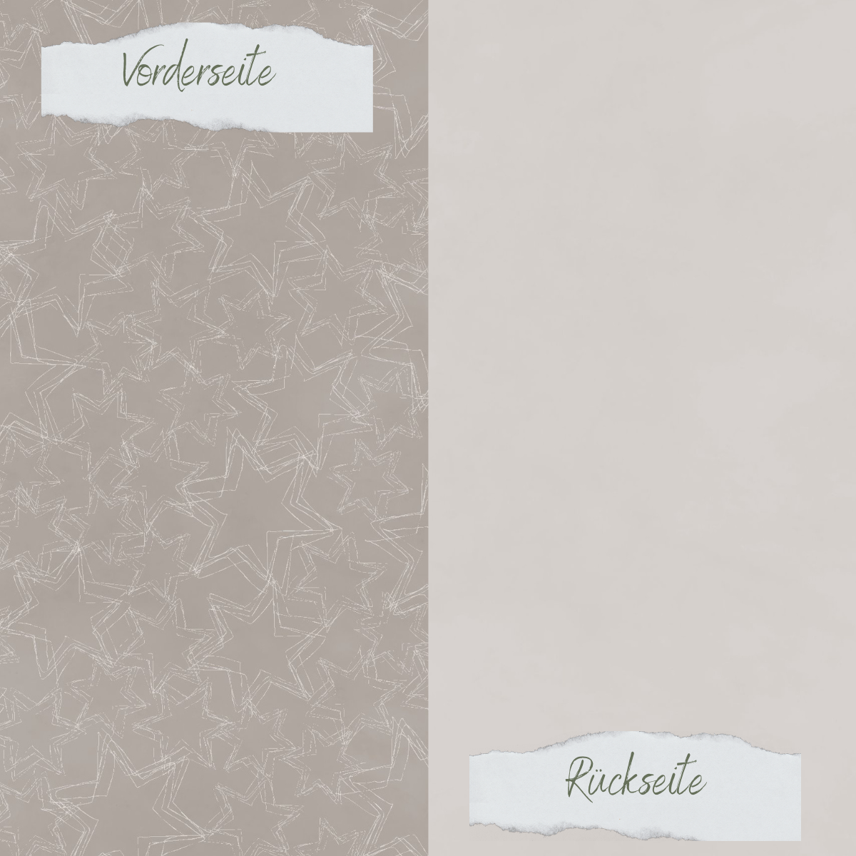 Designpapier - Basic - Taupe - Doodle Sterne + Uni hell - Doppelseitig bedruckt