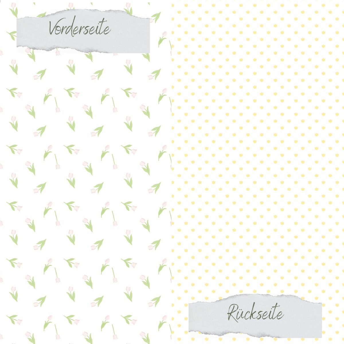 Designpapier - Scrapliebe - Tulpenliebe - Tulpenköpfe gelb - Doppelseitig bedruckt