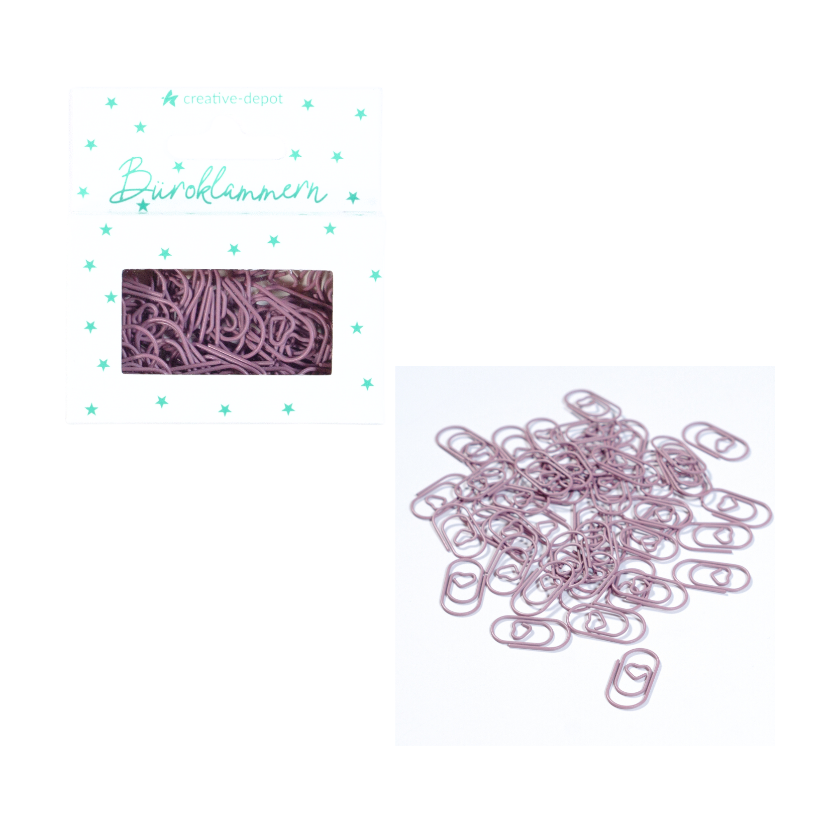 Büroklammer Herz - Malve - Matt - 50 Stück