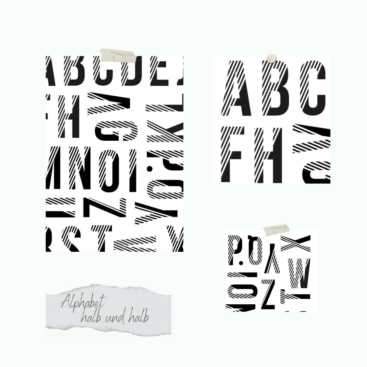 Alphabet-halb-und-halb Set de tampons - Alphabet - halb und halb