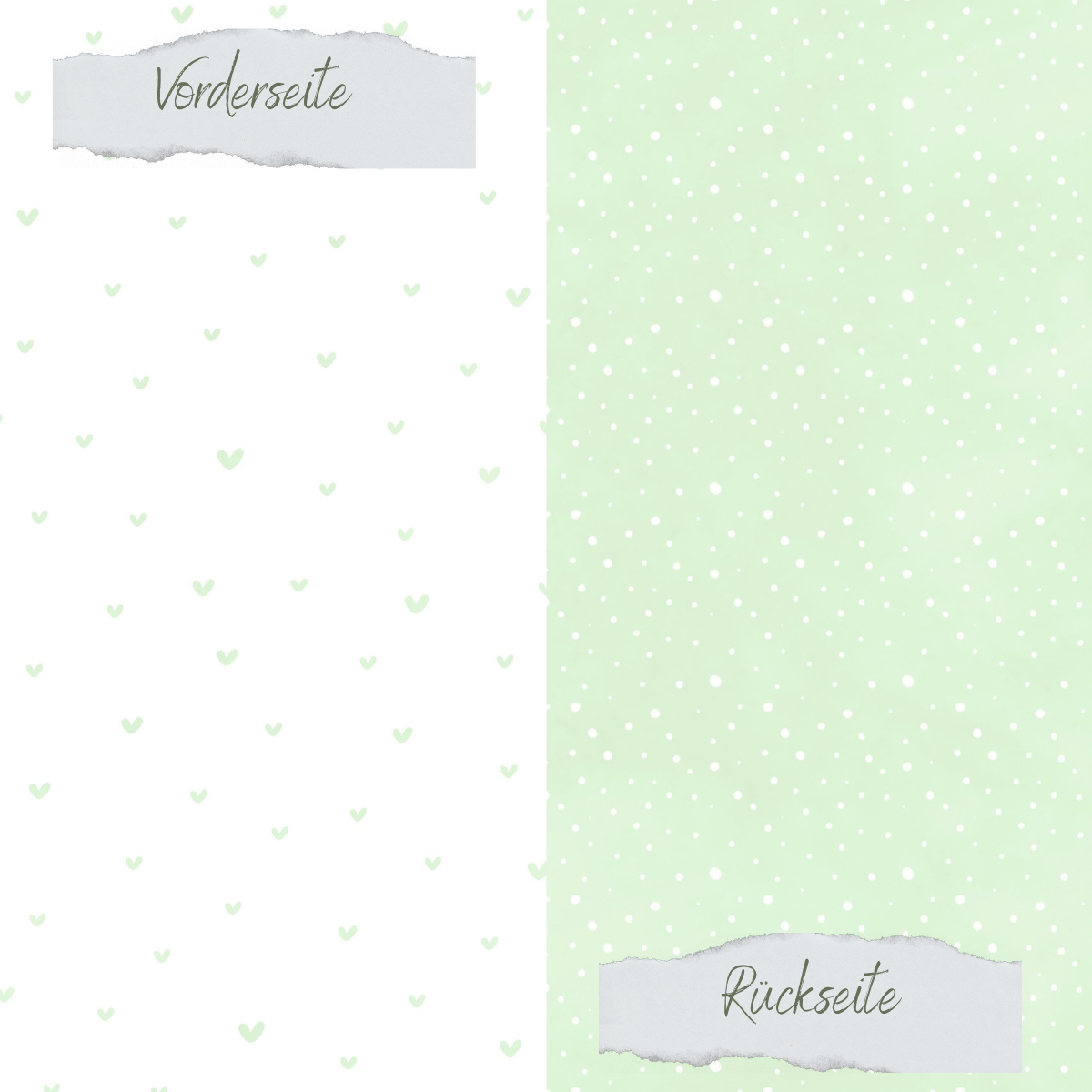 Designpapier - Basic - Seeglas - Doodle Herzen + Sprenkel - Doppelseitig bedruckt