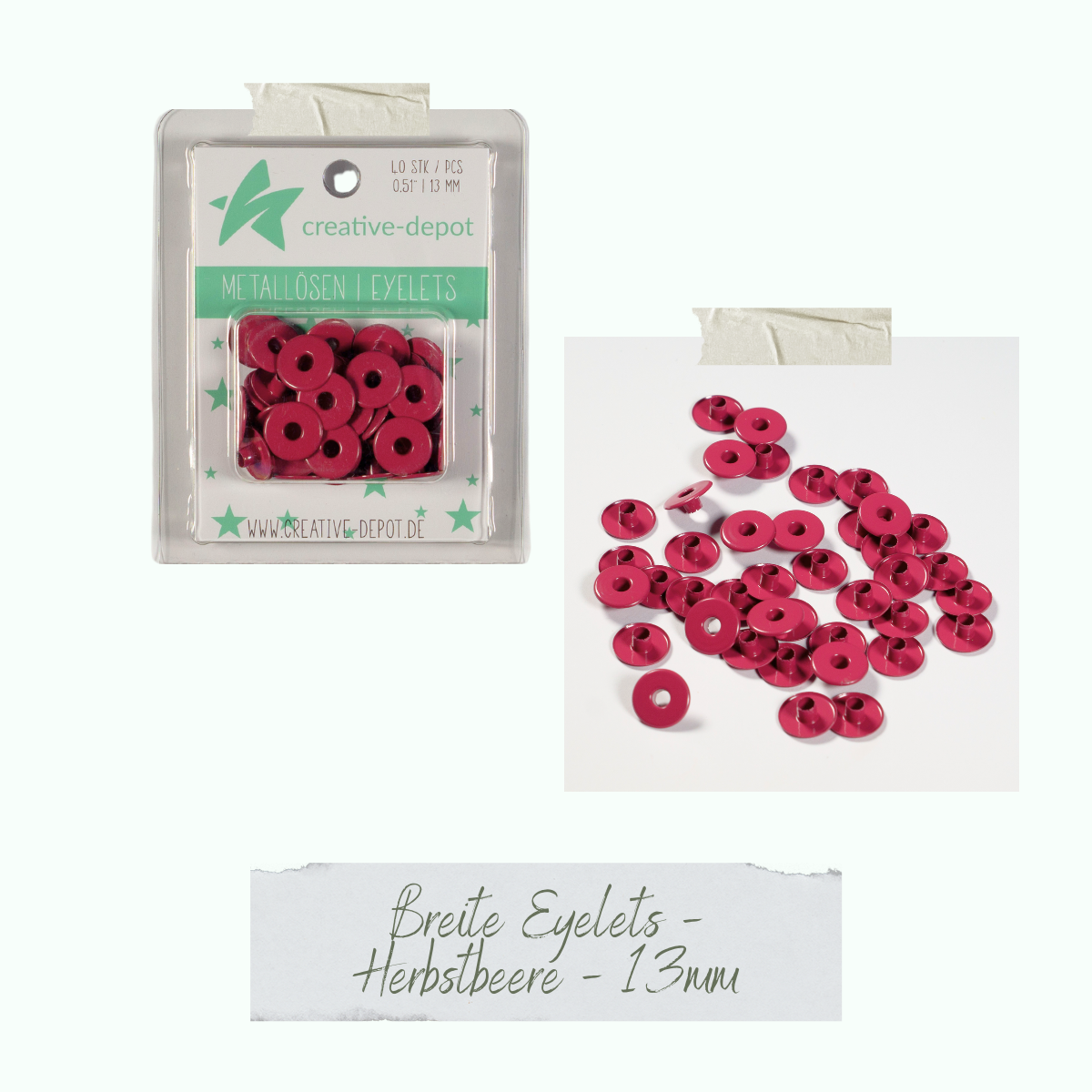 CD-EY-080_Breite-Eyelets-Herbstbeere-13mm Breite Eyelets - Herbstbeere - 13 mm